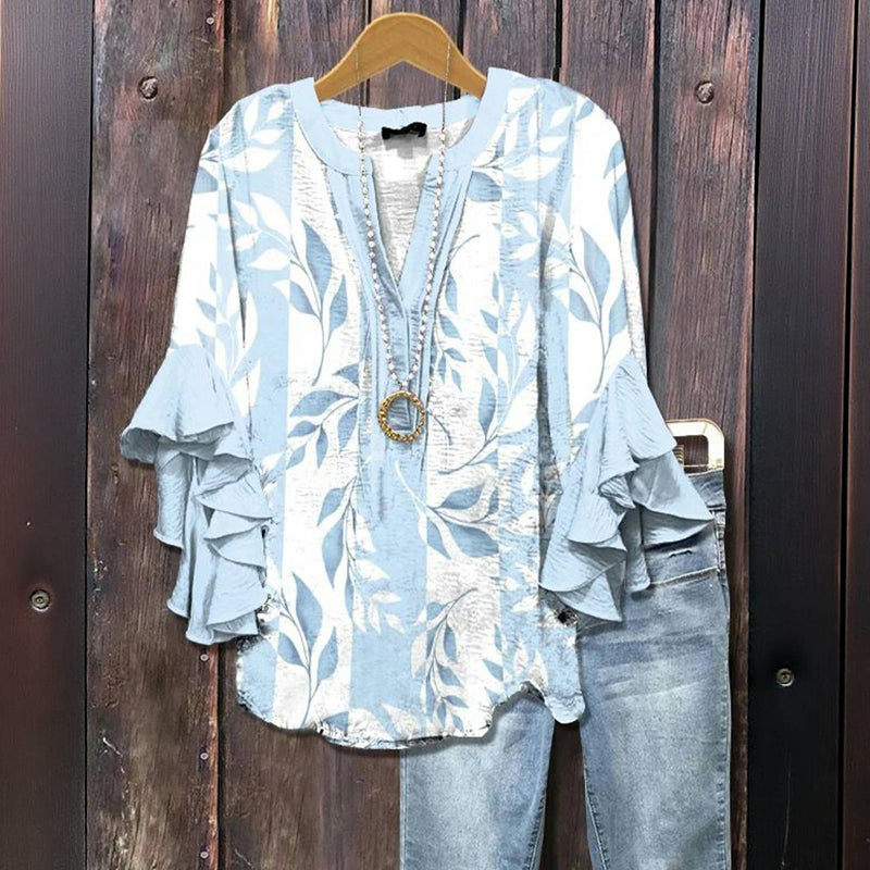 Gebloemde blouse met V-hals