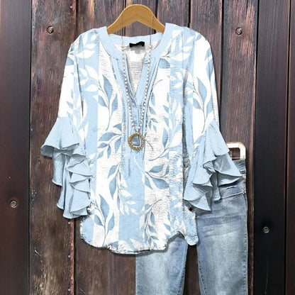Gebloemde blouse met V-hals