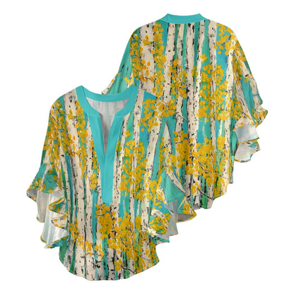 Gebloemde blouse met V-hals