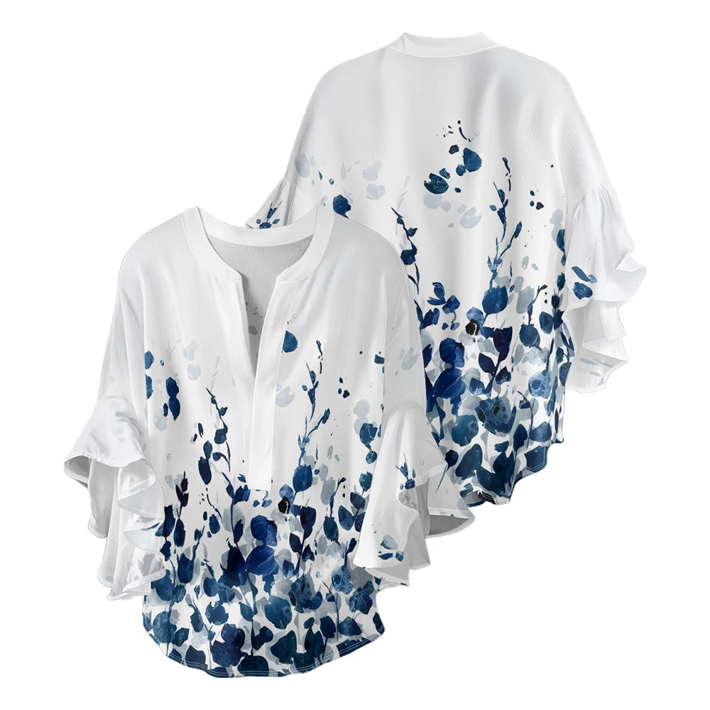 Gebloemde blouse met V-hals