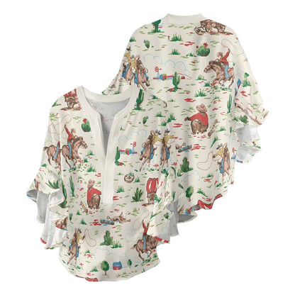 Gebloemde blouse met V-hals